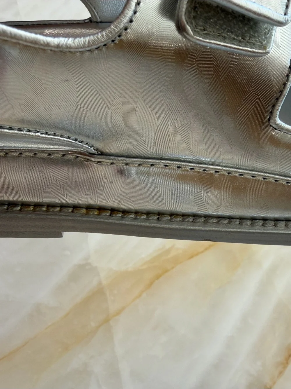 CHANEL Silver Double-Strap Sandals Size 38